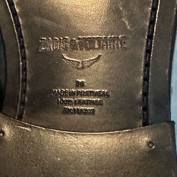 NIB Zadig & Voltaire Laureen Chain Welt Leather Boot Noir w/ gold trim MSRP$498 - Picture 12 of 16